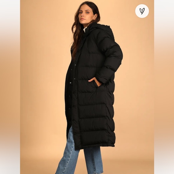 NWT | Lulus | Long Black Winter Coat - Picture 3 of 10